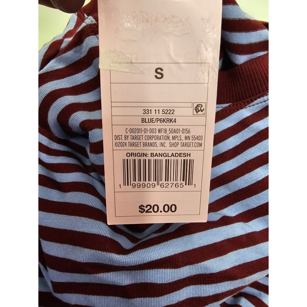 Wild Fable Womens Striped Pullover Top Blue Cotton Blend Casual Size Small - Picture 3 of 7